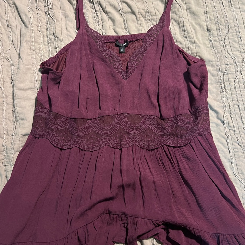 Torrid Aysmmetrical Plum Lace Trim Top